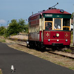 alte "tram" in Astoria entlang des Columbia Rivers