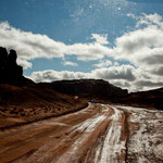 Nach viel Regen in der Nacht war die "Dreckstrasse" ganz schön rutschig